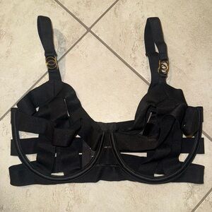 VICTORIAS‎ SECRET Bandage Balconette Bra Black Strappy Bondage size 32DD